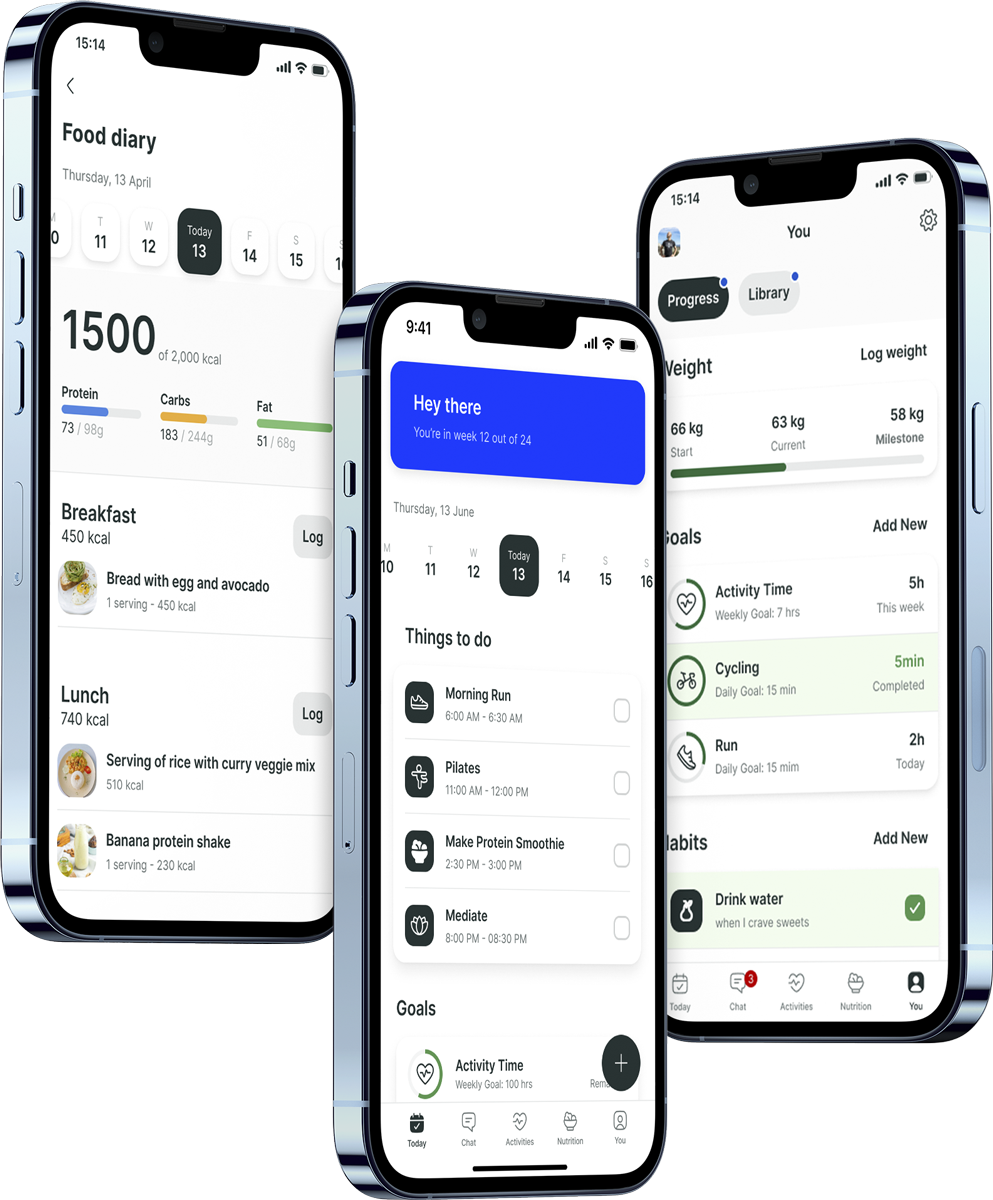 A mockup of the coaching app showcasing the features.